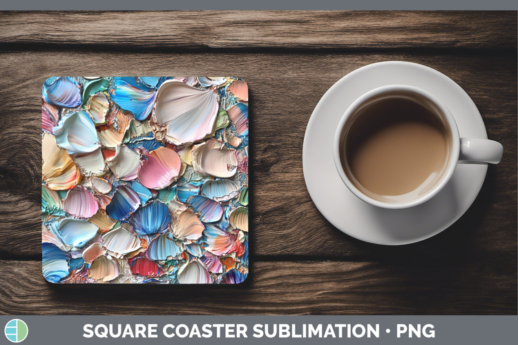 BS01 Thick Paint Seashell Square Coaster Sublimation Coaster