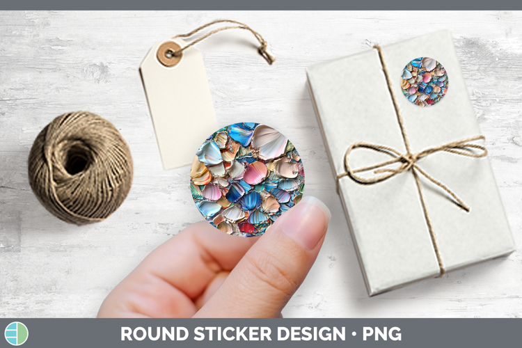 BS01 Thick Paint Seashell Stickers | Round Labels Designs