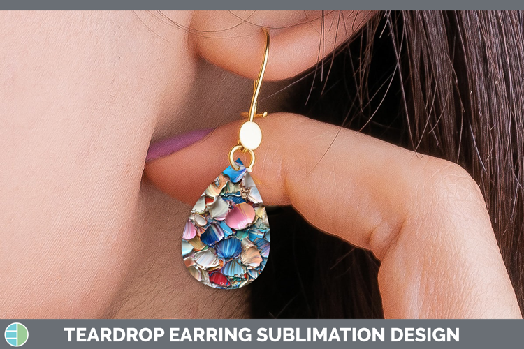 BS01 Thick Paint Seashell Teardrop Earrings Sublimation Earr