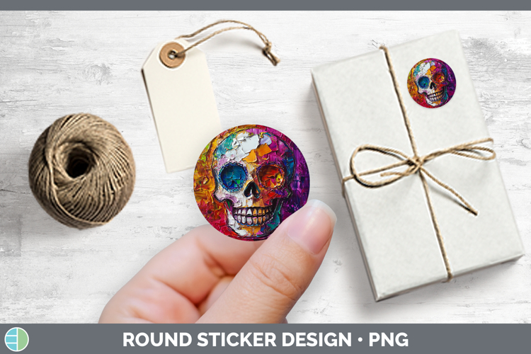 BS01 Thick Paint Sugar Skull Stickers | Round Labels Designs