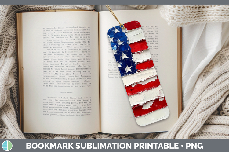 BS01 Thick Paint USA Flag Bookmark Sublimation Printable Des
