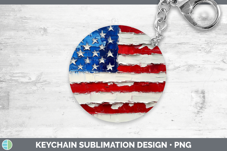 BS01 Thick Paint USA Flag Keychain Sublimation Keyring Desig
