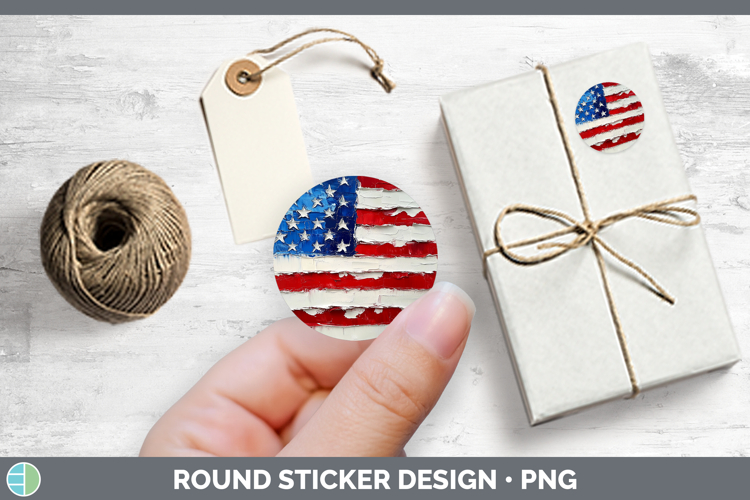 BS01 Thick Paint USA Flag Stickers | Round Labels Designs