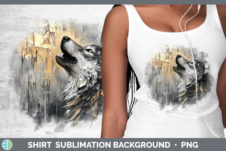 BS01 Thick Paint Wolf Shirt Sublimation Sublimation Backgrou