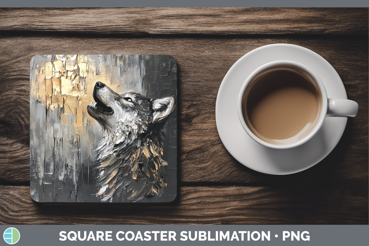 BS01 Thick Paint Wolf Square Coaster Sublimation Coaster Des