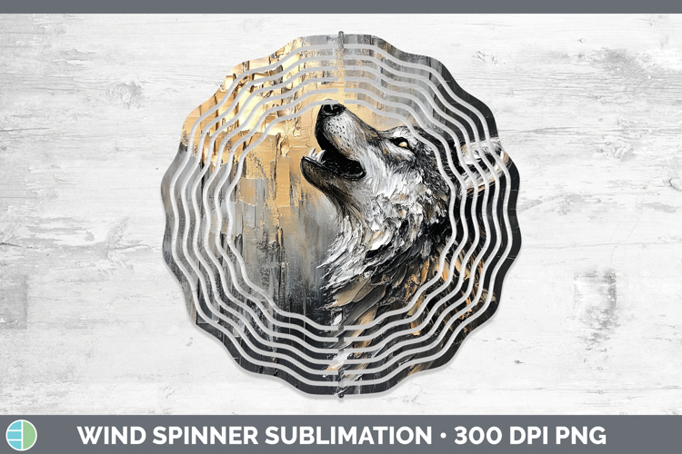 BS01 Thick Paint Wolf Wind Spinner Sublimation Spinner Desig