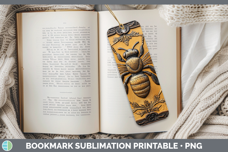 BS01 Tooled Leather Bee Bookmark Sublimation Printable Desig