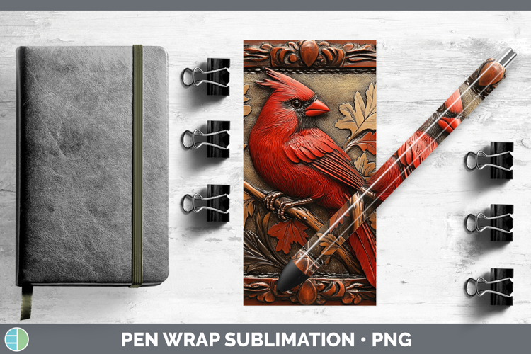 BS01 Tooled Leather Cardinal Pen Wrap Sublimation Pen Design