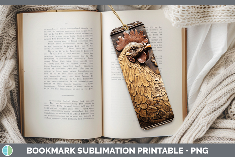 BS01 Tooled Leather Chicken Bookmark Sublimation Printable D