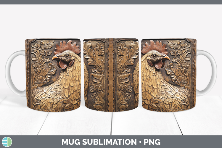 BS01 Tooled Leather Chicken Mug Wrap Sublimation Coffee Cup