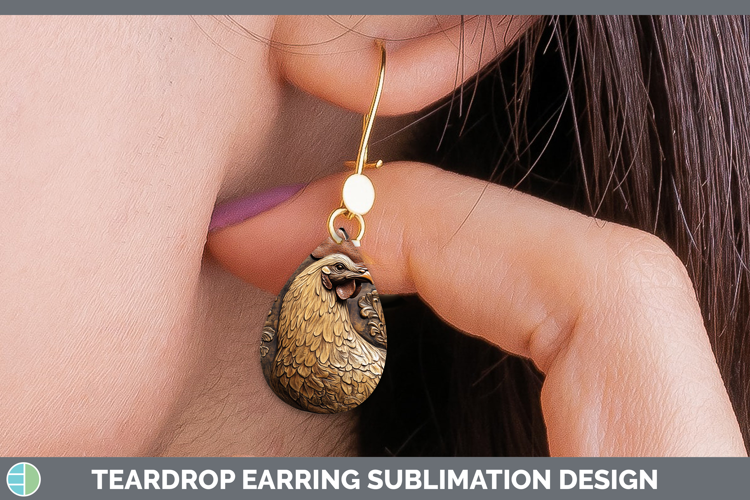 BS01 Tooled Leather Chicken Teardrop Earrings Sublimation Ea