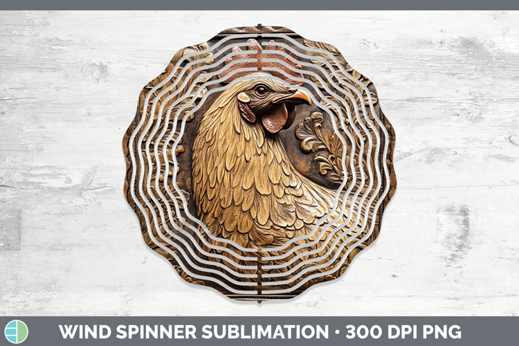 BS01 Tooled Leather Chicken Wind Spinner Sublimation Spinner