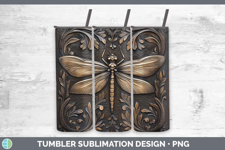 BS01 Tooled Leather Dragonfly Tumbler Sublimation 20 oz Skin