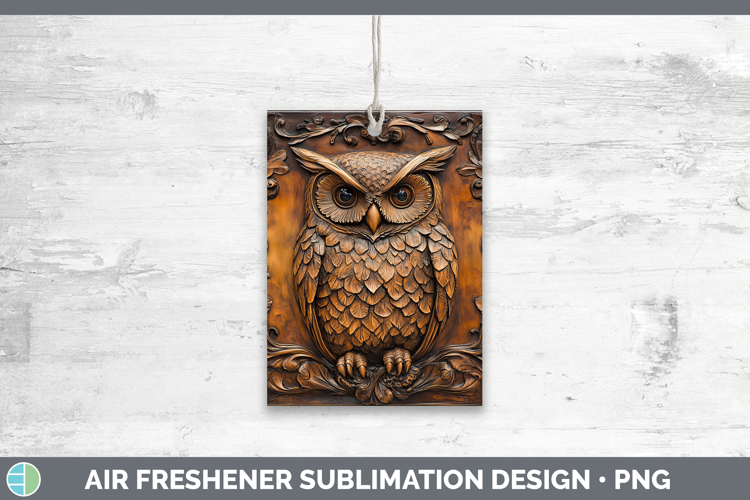 BS01 Tooled Leather Owl Air Freshener Sublimation Car Freshe