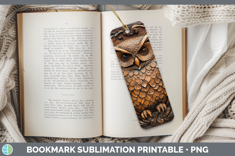 BS01 Tooled Leather Owl Bookmark Sublimation Printable Desig