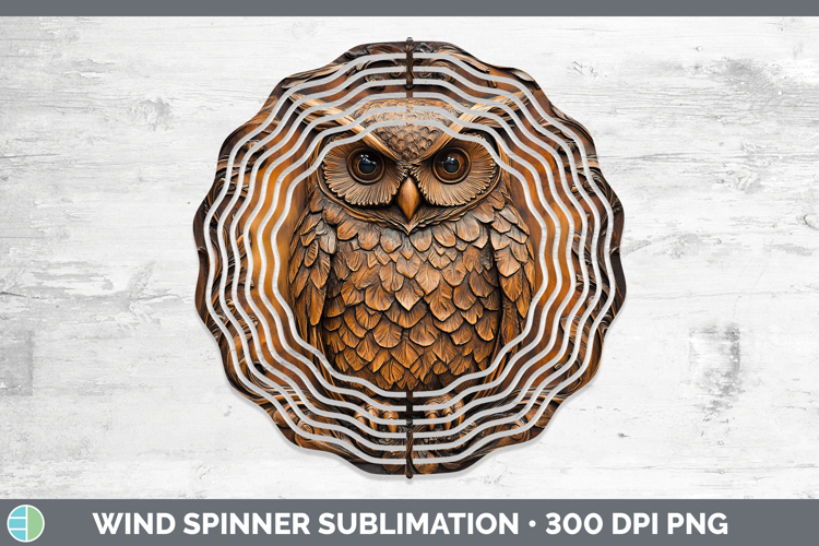 BS01 Tooled Leather Owl Wind Spinner Sublimation Spinner Des