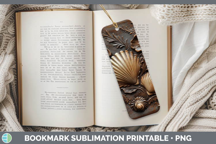 BS01 Tooled Leather Seashell Bookmark Sublimation Printable