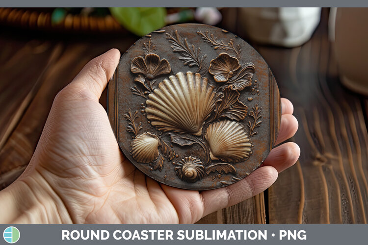 GorgeousBS01 Tooled Leather Round Coaster design.
