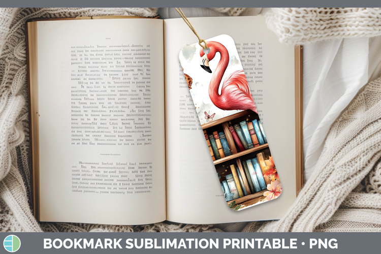 BS02 Bookshelf Flamingo Bookmark Sublimation Printable Desig