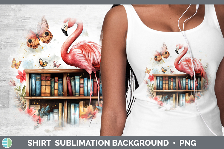 BS02 Bookshelf Flamingo Shirt Sublimation Sublimation Backgr