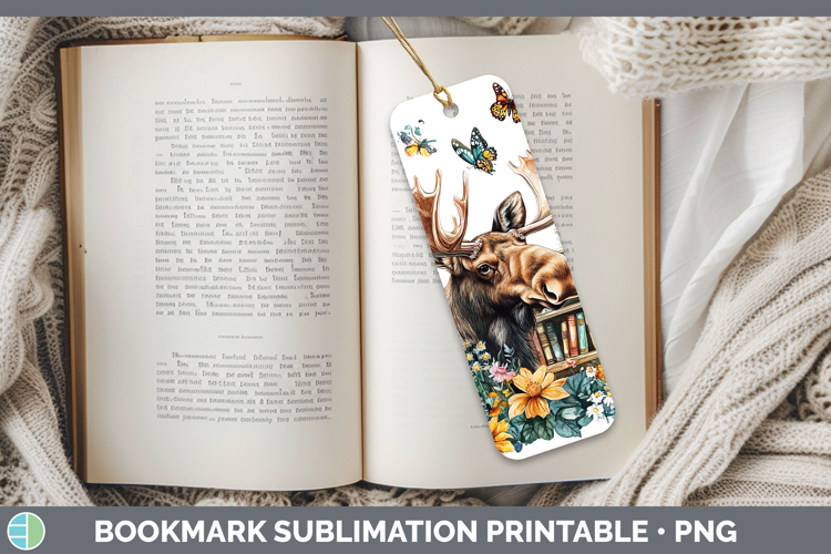 BS02 Bookshelf Moose Bookmark Sublimation Printable Designs