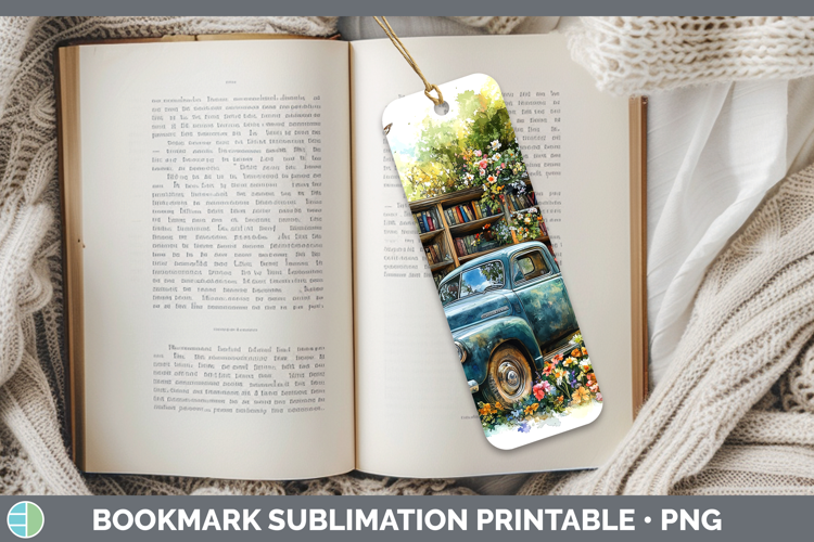 BS02 Bookshelf Vintage Truck Bookmark Sublimation Printable