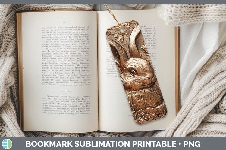 BS02 Copper Relief Bunny Bookmark Sublimation Printable Desi