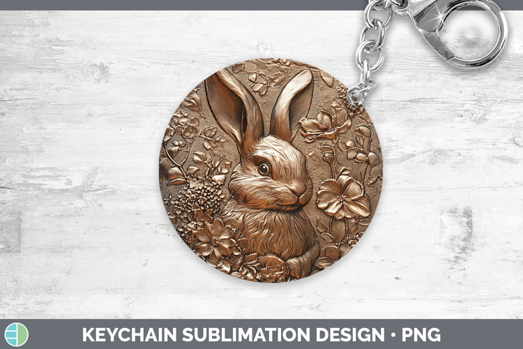BS02 Copper Relief Bunny Keychain Sublimation Keyring Design