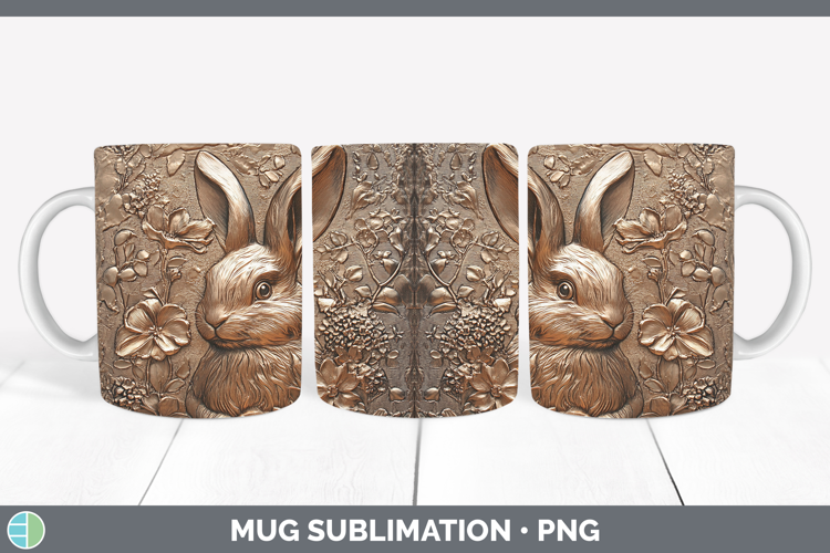 BS02 Copper Relief Bunny Mug Wrap Sublimation Coffee Cup Des