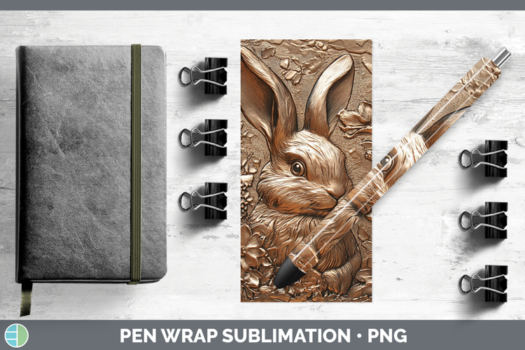 BS02 Copper Relief Bunny Pen Wrap Sublimation Pen Designs
