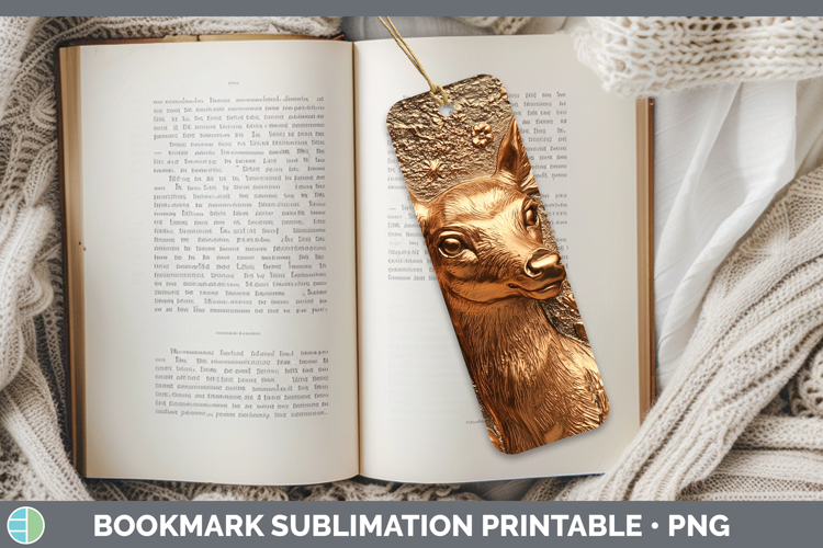 BS02 Copper Relief Deer Bookmark Sublimation Printable Desig