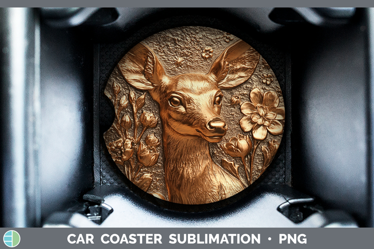 BS02 Copper Relief Deer Car Coaster Sublimation Designs