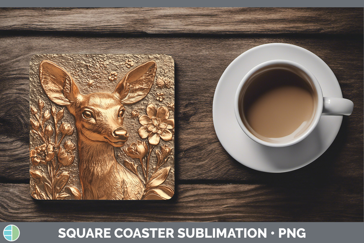 BS02 Copper Relief Deer Square Coaster Sublimation Coaster D