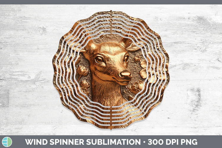 BS02 Copper Relief Deer Wind Spinner Sublimation Spinner Des