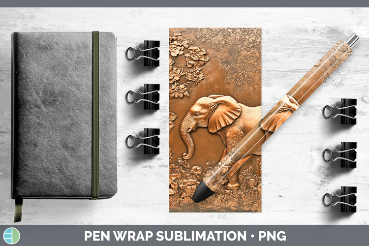 BS02 Copper Relief Elephant Pen Wrap Sublimation Pen Designs