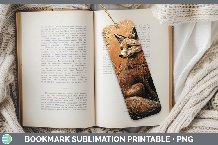BS02 Copper Relief Fox Bookmark Sublimation Printable Design