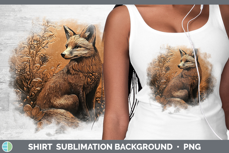 BS02 Copper Relief Fox Shirt Sublimation Sublimation Backgro