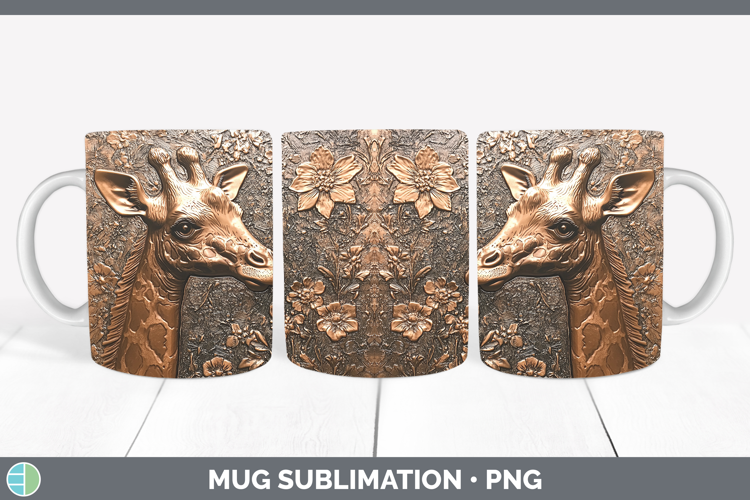 BS02 Copper Relief Giraffe Mug Wrap Sublimation Coffee Cup D