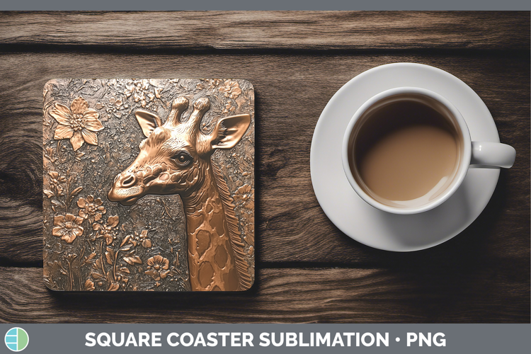BS02 Copper Relief Giraffe Square Coaster Sublimation Coaste