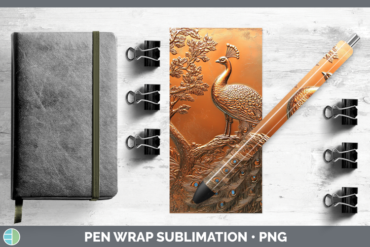 BS02 Copper Relief Peacock Pen Wrap Sublimation Pen Designs