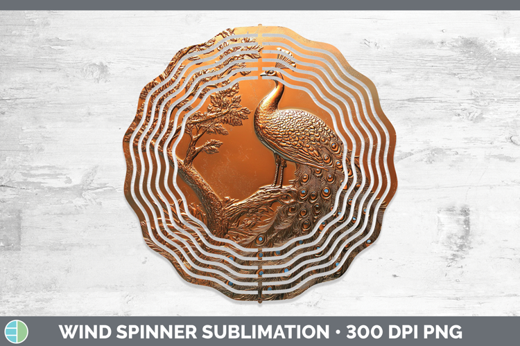 BS02 Copper Relief Peacock Wind Spinner Sublimation Spinner