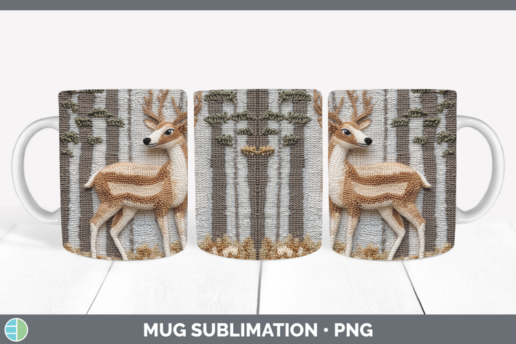 BS02 Crochet Deer Mug Wrap Sublimation Coffee Cup Designs