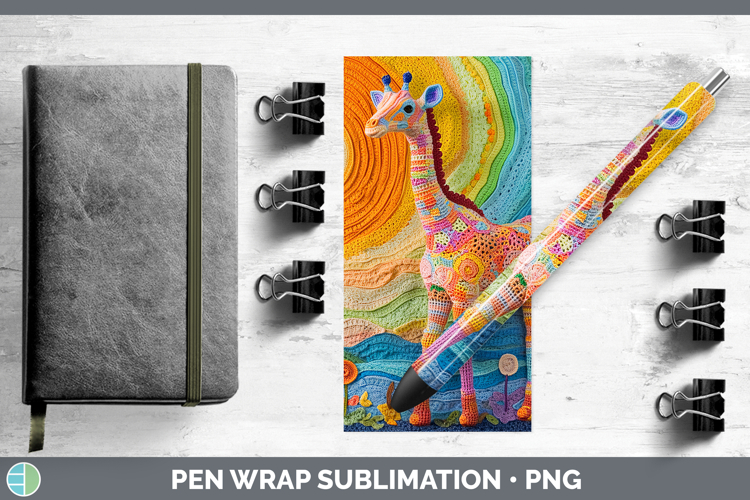 BS02 Crochet Giraffe Pen Wrap Sublimation Pen Designs