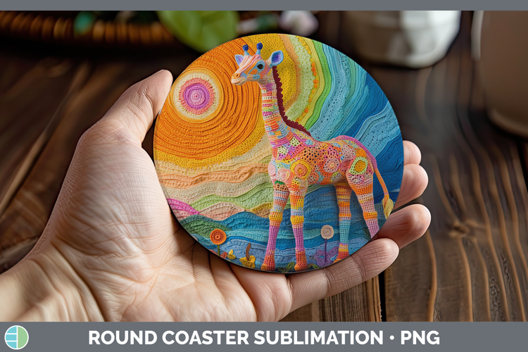 BS02 Crochet Giraffe Round Coaster Sublimation Coaster Desig