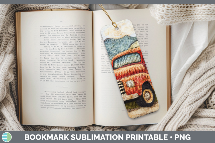 BS02 Crochet Vintage Truck Bookmark Sublimation Printable De