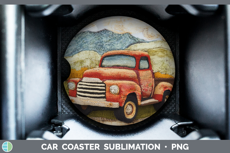 BS02 Crochet Vintage Truck Car Coaster Sublimation Designs