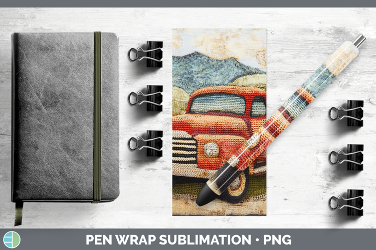 BS02 Crochet Vintage Truck Pen Wrap Sublimation Pen Designs