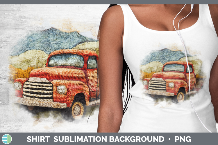BS02 Crochet Vintage Truck Shirt Sublimation Sublimation Bac