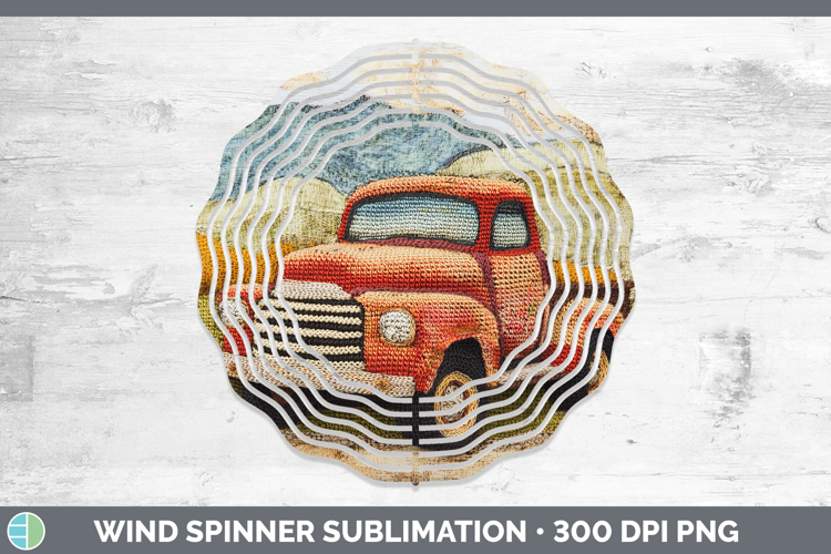 BS02 Crochet Vintage Truck Wind Spinner Sublimation Spinner