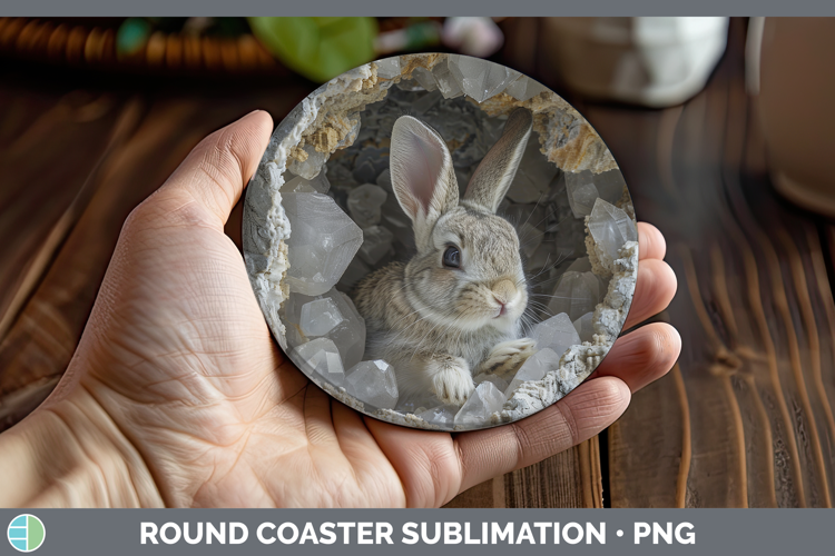 BS02 Geode Bunny Round Coaster Sublimation Coaster Designs